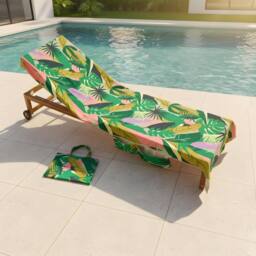 OHS Palm Print Beach Towel with Bag Quick Dry Absorbent Travel Spa - thumbnail 3