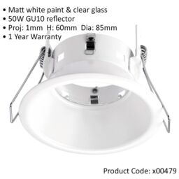 Loops Anti-Glare Recessed Bathroom Downlight IP65 - 50W GU10 Reflector - Matt White - thumbnail 2