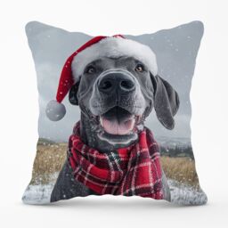 Warren Reed - Designer Christmas Great Dane Cushion in Grey - Size: 60 cm x 60 cm - thumbnail 1