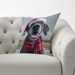 Warren Reed - Designer Christmas Great Dane Cushion in Grey - Size: 60 cm x 60 cm - thumbnail 3