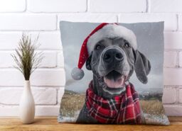 Warren Reed - Designer Christmas Great Dane Cushion in Grey - Size: 60 cm x 60 cm - thumbnail 2