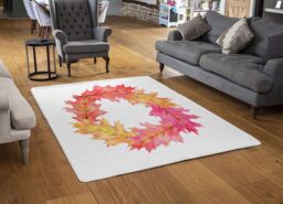 Benjamin Tate Design Pink & Orange Autumn Reath Rug in Natural - Size: Large - thumbnail 2