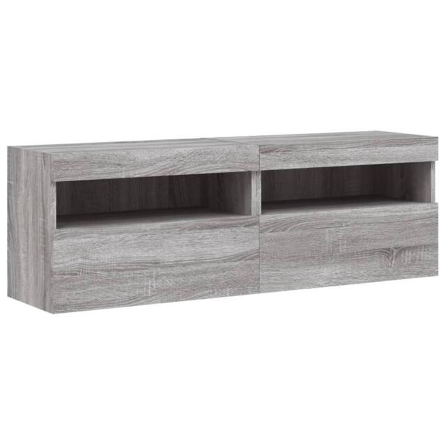 Berkfield Home TV Wall Cabinets with LED Lights 2 pcs Grey Sonoma 60x30x40 cm - Size: 60 x 30 x 40 cm - image 1