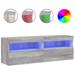 Berkfield Home TV Wall Cabinets with LED Lights 2 pcs Grey Sonoma 60x30x40 cm - Size: 60 x 30 x 40 cm - thumbnail 3