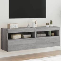 Berkfield Home TV Wall Cabinets with LED Lights 2 pcs Grey Sonoma 60x30x40 cm - Size: 60 x 30 x 40 cm - thumbnail 2