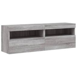 Berkfield Home TV Wall Cabinets with LED Lights 2 pcs Grey Sonoma 60x30x40 cm - Size: 60 x 30 x 40 cm - thumbnail 1