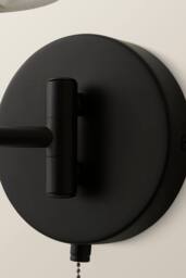 ValueLights Sonia Adjustable Swing Arm Wall Light with Taper Linen Shade & Bulb in Black - thumbnail 5