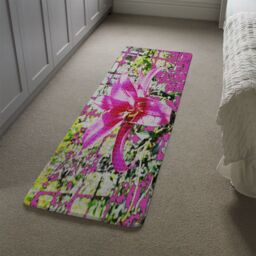 Benjamin Tate Design Pink Flower Runner Rug in Natural - Size: 67 cm x 230 cm - thumbnail 4