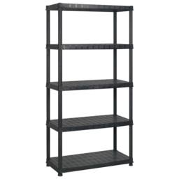 Berkfield Home Storage Shelf 5-Tier Black 366x45.7x185 cm Plastic - thumbnail 3