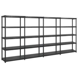 Berkfield Home Storage Shelf 5-Tier Black 366x45.7x185 cm Plastic - thumbnail 2