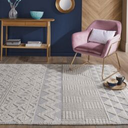 The Rug Shop UK Grey Handmade Modern Geometric Kilim Easy To Clean Ivory Area Rug - Size: 200 cm x 280 cm - thumbnail 1