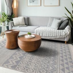 The Rug Shop UK Grey Handmade Modern Geometric Kilim Easy To Clean Ivory Area Rug - Size: 200 cm x 280 cm - thumbnail 2