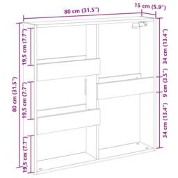 Berkfield Home Wall Cabinet Concrete Grey 80x15x80 cm Engineered Wood - Size: 80 x 15 x 80 cm - thumbnail 9
