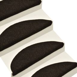 Berkfield Home Self-adhesive Stair Mats 15pcs Dark Brown 65x21x4cm Needle Punch - Size: Medium - thumbnail 5