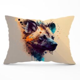 Warren Reed - Designer Hyena Face Splashart Light Background Cushions in Brown - Size: 45 cm x 45 cm - thumbnail 1