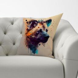 Warren Reed - Designer Hyena Face Splashart Light Background Cushions in Brown - Size: 45 cm x 45 cm - thumbnail 2