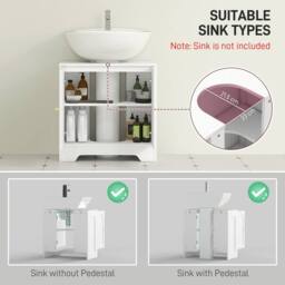 HOMCOM 3pc Bathroom Furniture Cabinet Storage Set Under Sink & Tallboy White - thumbnail 4