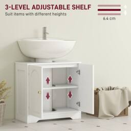 HOMCOM 3pc Bathroom Furniture Cabinet Storage Set Under Sink & Tallboy White - thumbnail 6