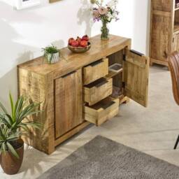 Indian Hub Surrey Large Sideboard 2 Door 3 Drawer - Solid Mango Wood in Brown - thumbnail 8