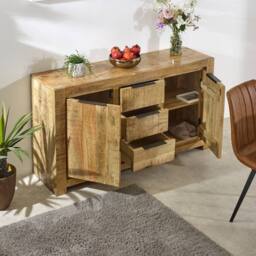 Indian Hub Surrey Large Sideboard 2 Door 3 Drawer - Solid Mango Wood in Brown - thumbnail 7
