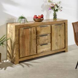 Indian Hub Surrey Large Sideboard 2 Door 3 Drawer - Solid Mango Wood in Brown - thumbnail 5
