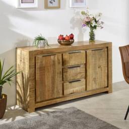 Indian Hub Surrey Large Sideboard 2 Door 3 Drawer - Solid Mango Wood in Brown - thumbnail 4
