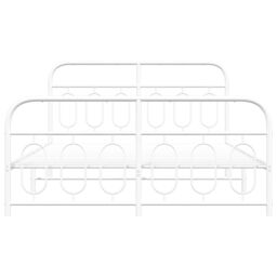 Berkfield Home Metal Bed Frame without Mattress with Footboard White 140x200cm - Size: 140x200 cm - thumbnail 4