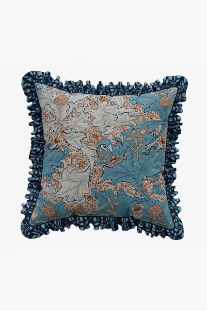 Morris & Co 'Bird' Cotton Cushion in Blue - Size: 50 cm x 50 cm - image 1