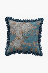 Morris & Co 'Bird' Cotton Cushion in Blue - Size: 50 cm x 50 cm