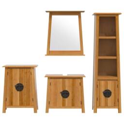 Berkfield Home 4 Piece Bathroom Furniture Set Solid Wood Pine in Brown - thumbnail 5