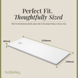 Balterley Low Profile Rectangular Shower Tray Bath Replacement Resin 170x70cm in White - Size: 170x70 cm - thumbnail 5