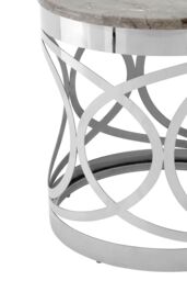 Orsina Decent Marble Side Table For Dinning Room, Elegant Decorative Bedside Table, Stylish Small Round Sidetable in Silver - thumbnail 2