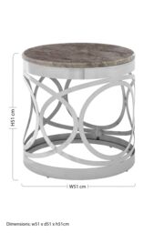 Orsina Decent Marble Side Table For Dinning Room, Elegant Decorative Bedside Table, Stylish Small Round Sidetable in Silver - thumbnail 5