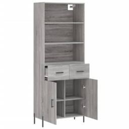 Berkfield Home Highboard Grey Sonoma 69.5x34x180 cm Engineered Wood - thumbnail 4