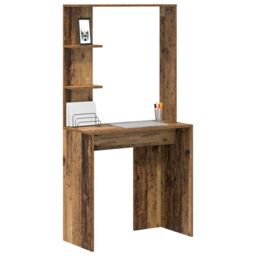 Berkfield Home Brown Writing Desk Old Wood Solid Reclaimed Wood Medium Shelving - thumbnail 3