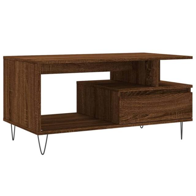 Berkfield Home Coffee Table Brown Oak 90x49x45 cm Engineered Wood - Size: 90 x 49 x 45 cm - image 1