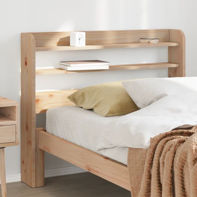 Berkfield Home Headboard with Shelves 100 cm Solid Wood Pine in Brown - image 1