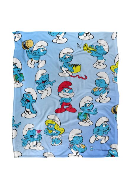 The Smurfs All Over Silky Touch Super Soft Throw Blanket 152 X 127 cm in White - image 1