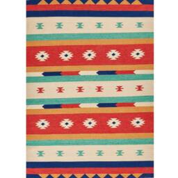Wyld and Coco Klim Handwoven Multicolour Cotton Rug 140 x 200 cm Tasselled Ends - Size: 140 cm x 200 cm - thumbnail 2