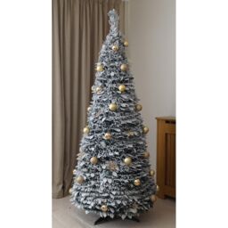 mysmartbuy Pre-Lit Pop Up Frosted Christmas Tree with Assorted Gold Baubles & Warm White LED Lights - Size: 7ft - thumbnail 2