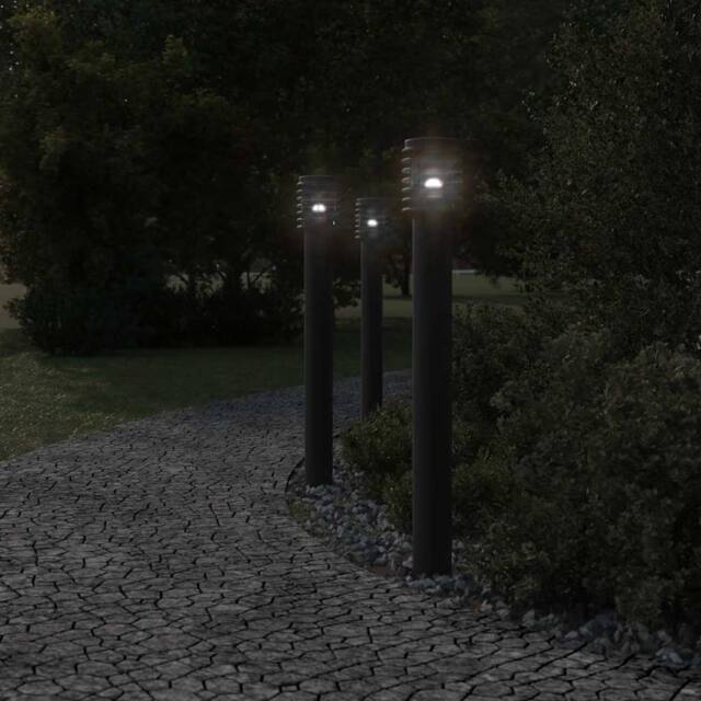Berkfield Home Outdoor Floor Lamps 3pcs Black 110cm Stainless Steel - image 1