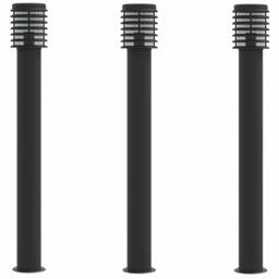 Berkfield Home Outdoor Floor Lamps 3pcs Black 110cm Stainless Steel - thumbnail 3
