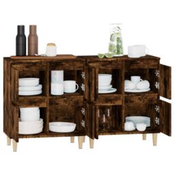 Berkfield Home Sideboards 2 pcs Smoked Oak 60x35x70 cm Engineered Wood in Brown - Size: 60 x 35 x 70 cm - thumbnail 5