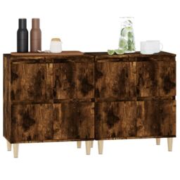Berkfield Home Sideboards 2 pcs Smoked Oak 60x35x70 cm Engineered Wood in Brown - Size: 60 x 35 x 70 cm - thumbnail 4