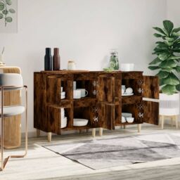 Berkfield Home Sideboards 2 pcs Smoked Oak 60x35x70 cm Engineered Wood in Brown - Size: 60 x 35 x 70 cm - thumbnail 3