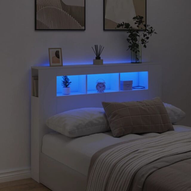 Berkfield Home LED Headboard White 140x18.5x103.5 cm Engineered Wood - image 1