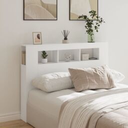 Berkfield Home LED Headboard White 140x18.5x103.5 cm Engineered Wood - thumbnail 3