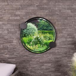 Charles Bentley Warsaw Round Garden Mirror Weather Resistant in Black - thumbnail 2