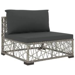 Berkfield Home 5 Piece Garden Lounge Set with Cushions Poly Rattan Grey - thumbnail 7