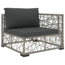 Berkfield Home 5 Piece Garden Lounge Set with Cushions Poly Rattan Grey - thumbnail 6
